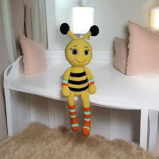 Large 20" Amigurumi Bee Friend - Handcrafted Colorful Crochet Plushie