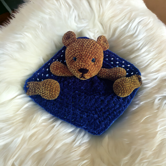 Dave the Bear Lovey - Crochet Security Blanket for Kids - Beginner-Friendly Pattern with Video Links and Photos - Perfect Snuggle Buddy
