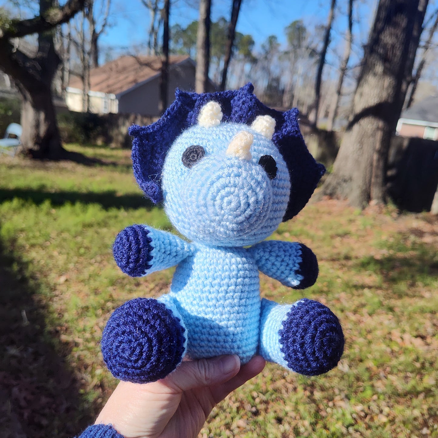 Terry the Triceratops – Handmade Crochet Dinosaur