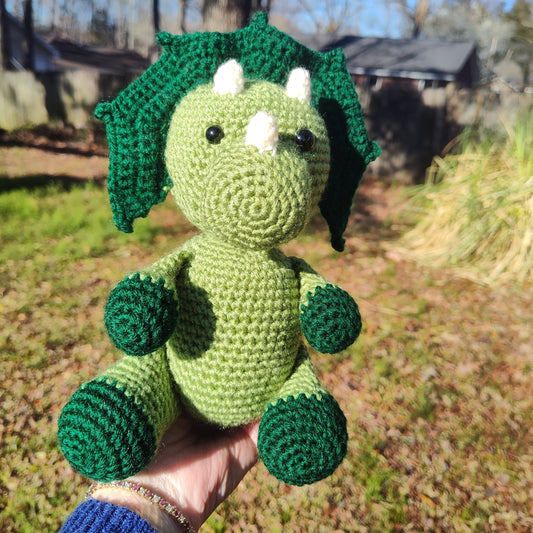 Terry the Triceratops – Handmade Crochet Dinosaur