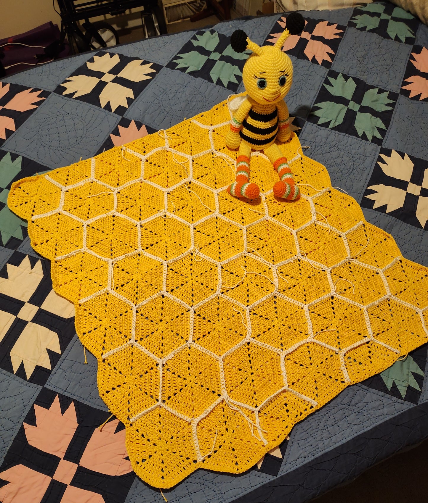 Large 20" Amigurumi Bee Friend - Handcrafted Colorful Crochet Plushie