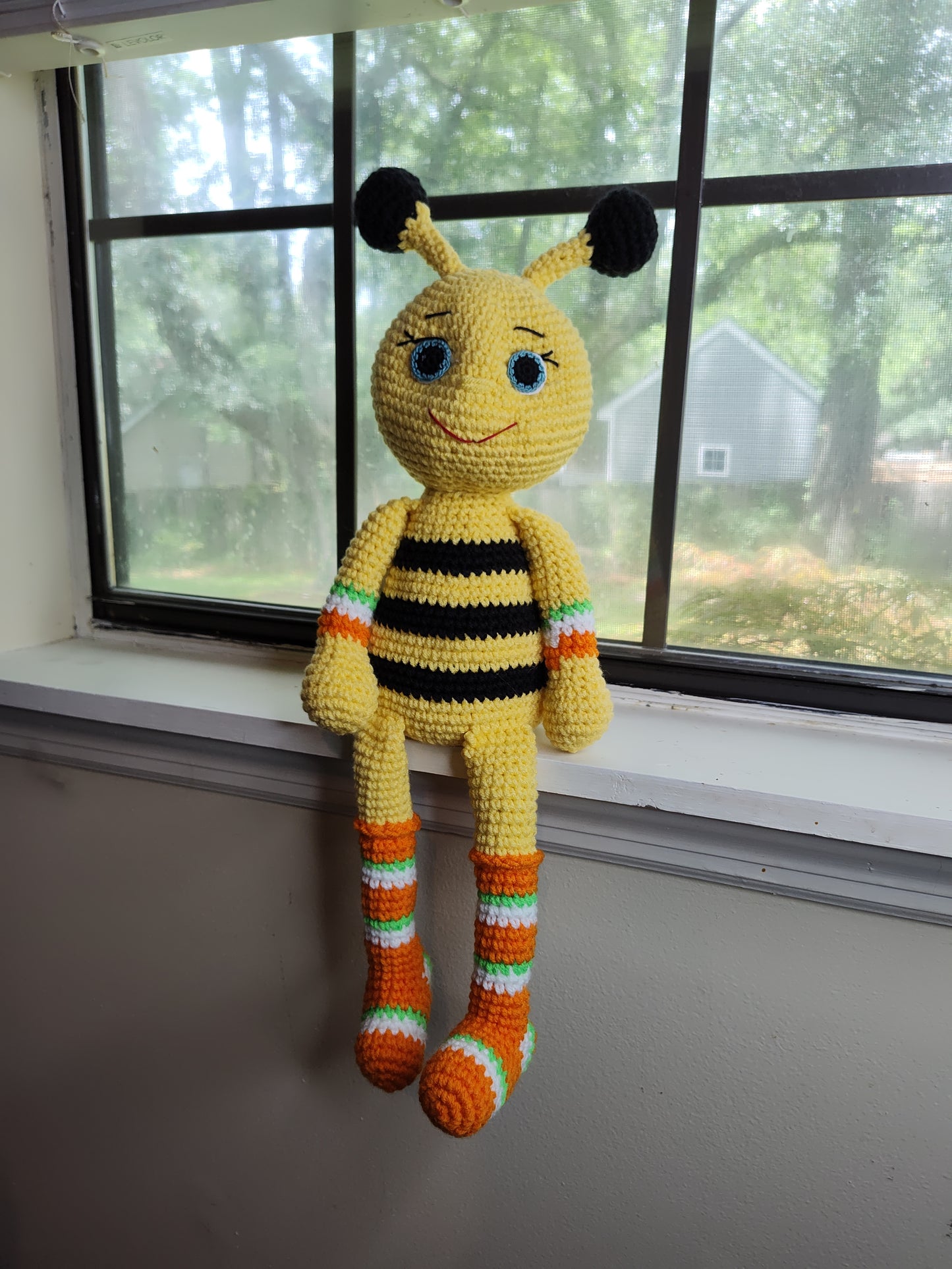 Large 20" Amigurumi Bee Friend - Handcrafted Colorful Crochet Plushie