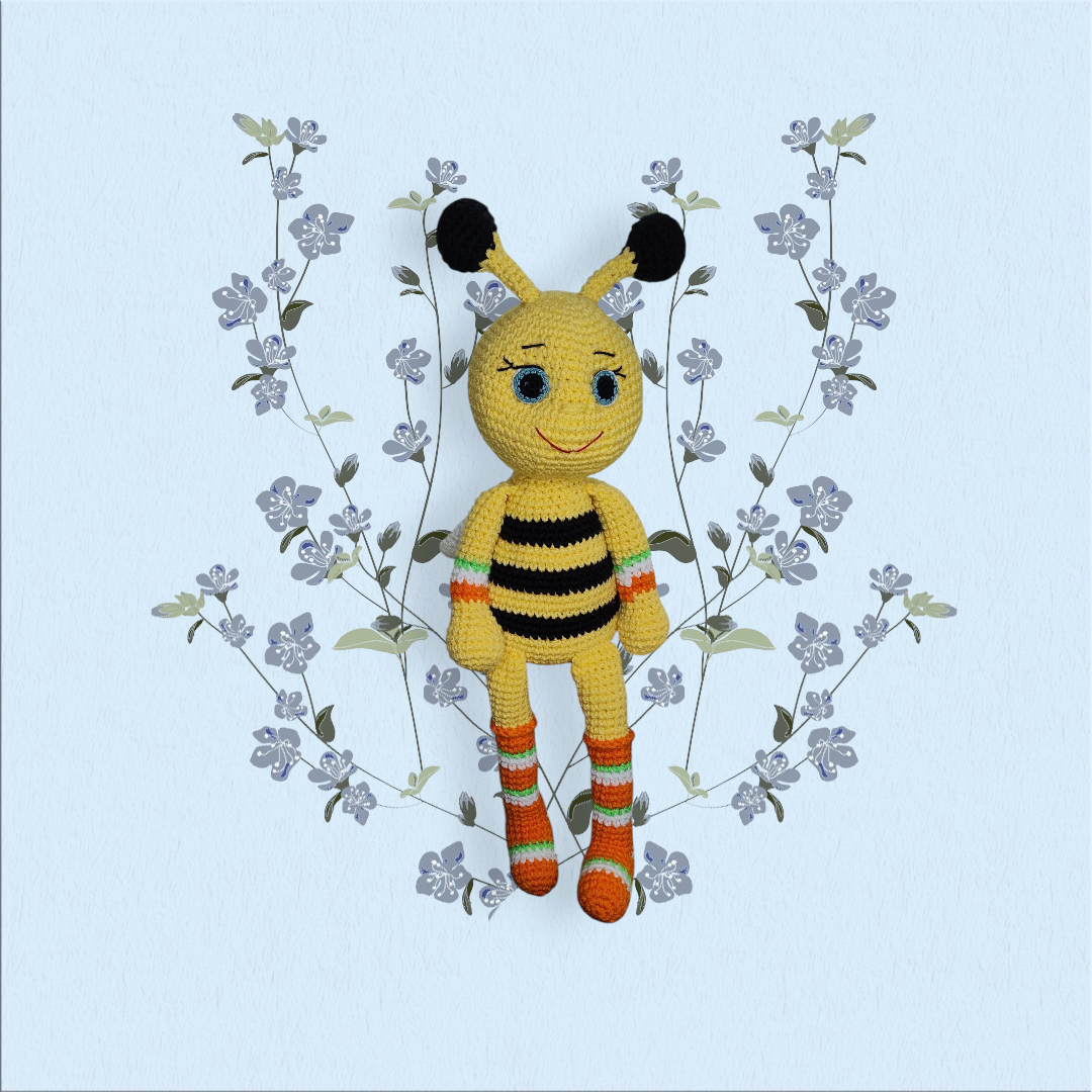 Large 20" Amigurumi Bee Friend - Handcrafted Colorful Crochet Plushie