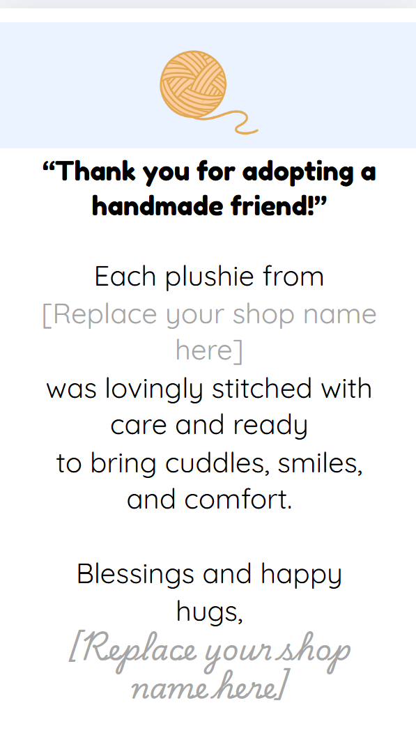 Editable Thank-You Tag Template for Crochet Sellers