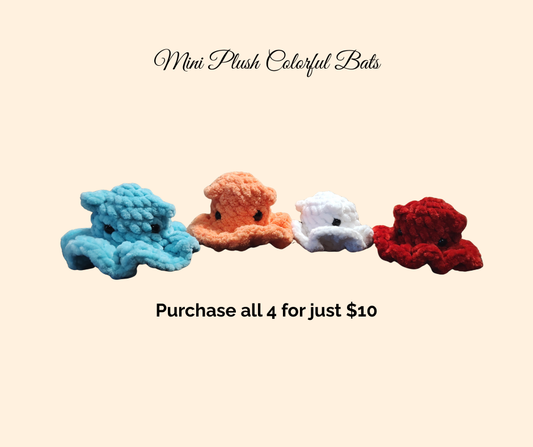 Mini Colorful Crochet Bats – Handmade Halloween Décor (Multiple Colors)