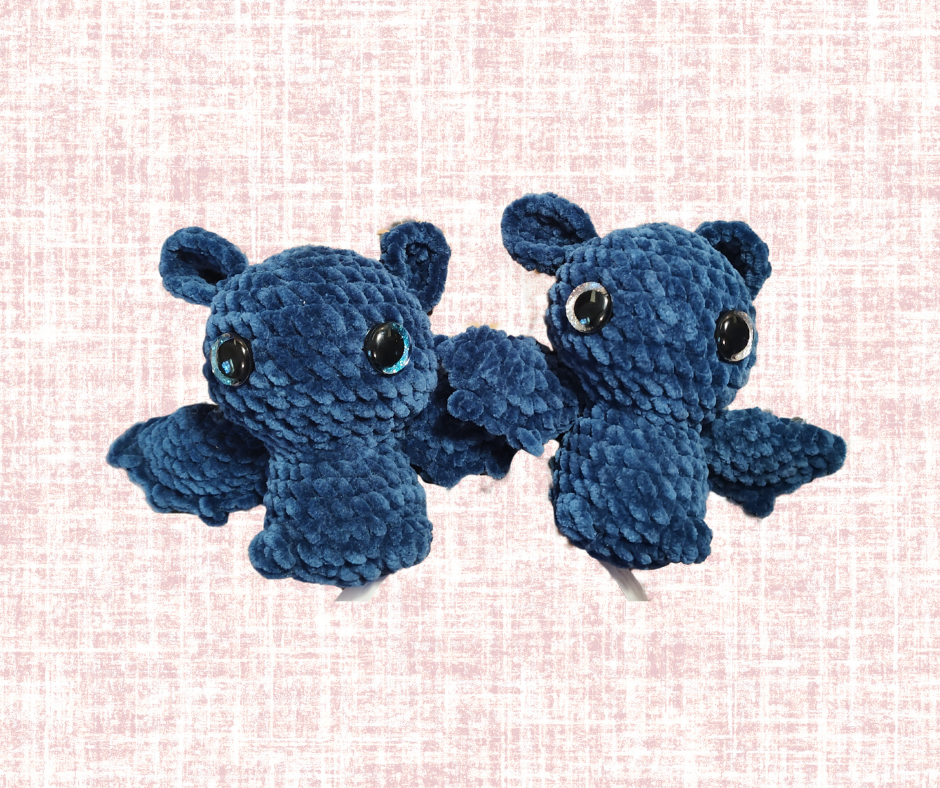 Mini Plush Bat – Handmade Crochet Bat (Turquoise, Navy, or Brown)