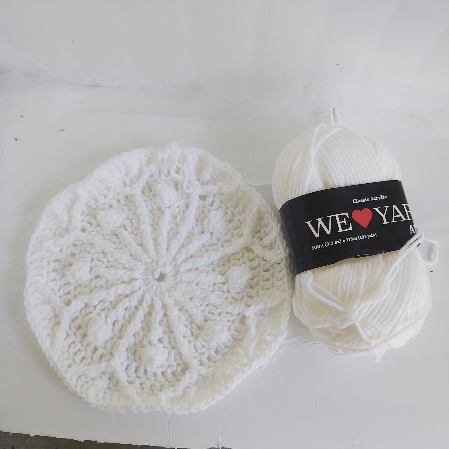 Large Couch Pillow: Winterland Snowflake Design in Acrylic Yarn