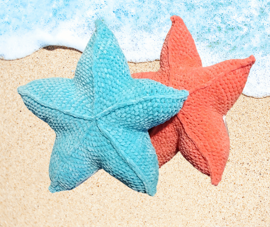 Crochet Starfish Pillow – 17″ Plush Coastal Vibe Throw Pillow, Handmade Beach House Décor with Free Shipping