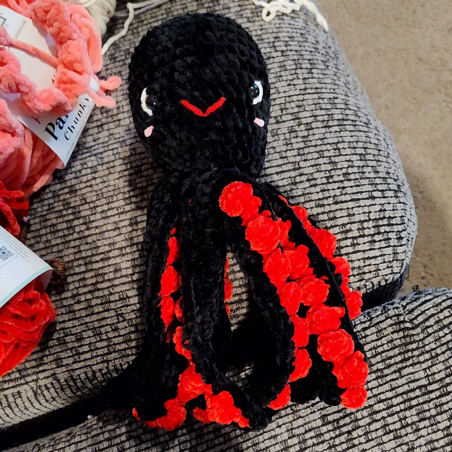 Handmade Crochet Octopus Plush – Large 14” Amigurumi Octopus Toy – Soft Chenille Stuffed Animal – Unique Heirloom Gift