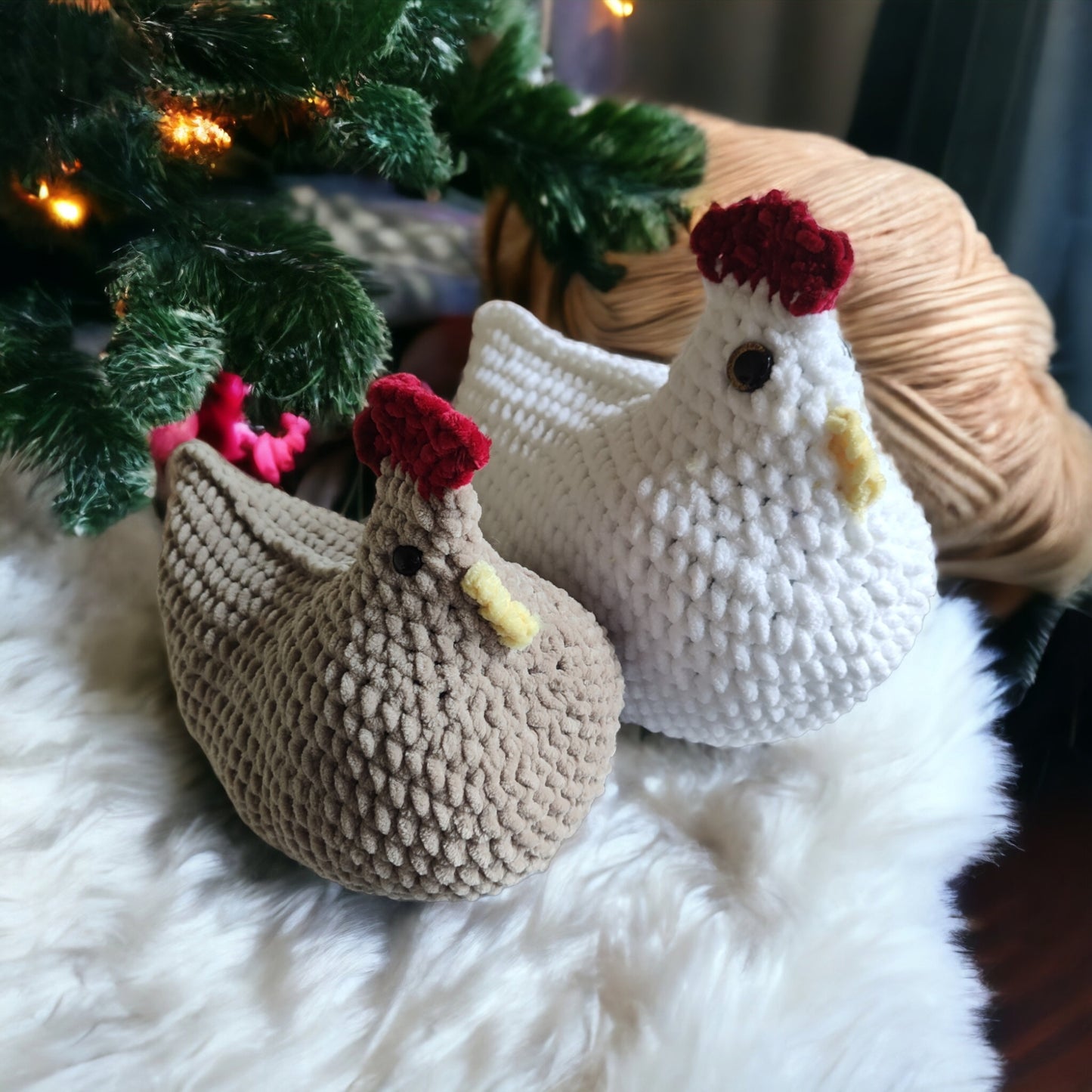 Crochet Support Chicken, emotional support, squeeze away worry