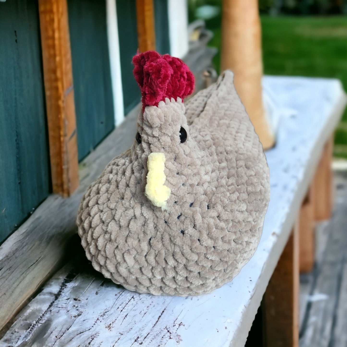 Crochet Support Chicken, emotional support, squeeze away worry