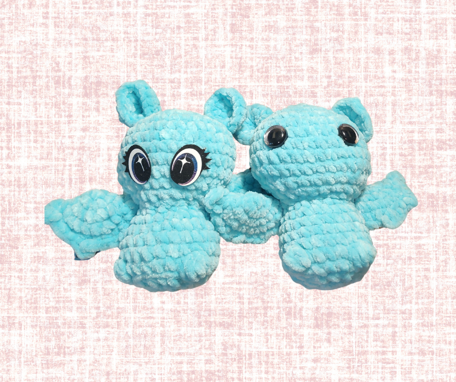 Mini Plush Bat – Handmade Crochet Bat (Turquoise, Navy, or Brown)