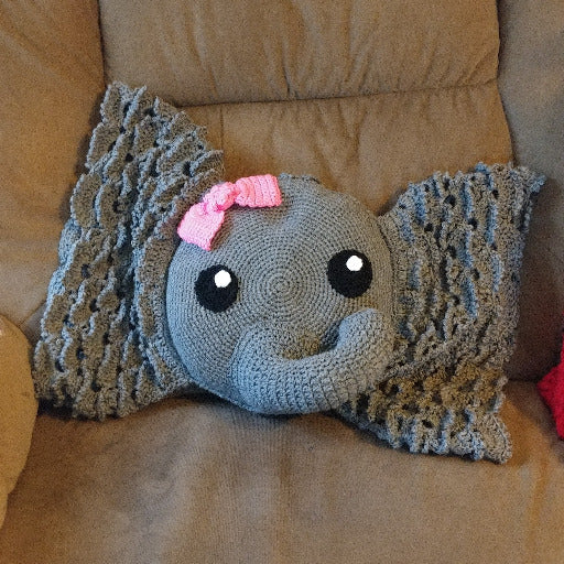 Elephant Pillow with pink bow