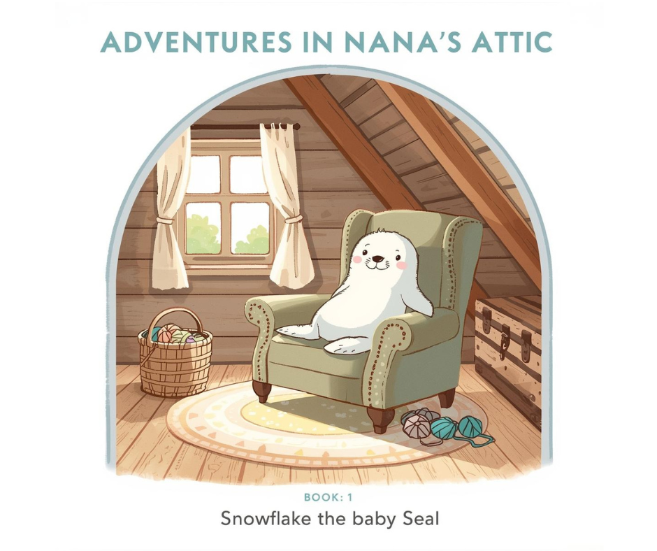 Adventures in Nana’s Attic Book 1: Snowflake the Seal Story & Coloring Page