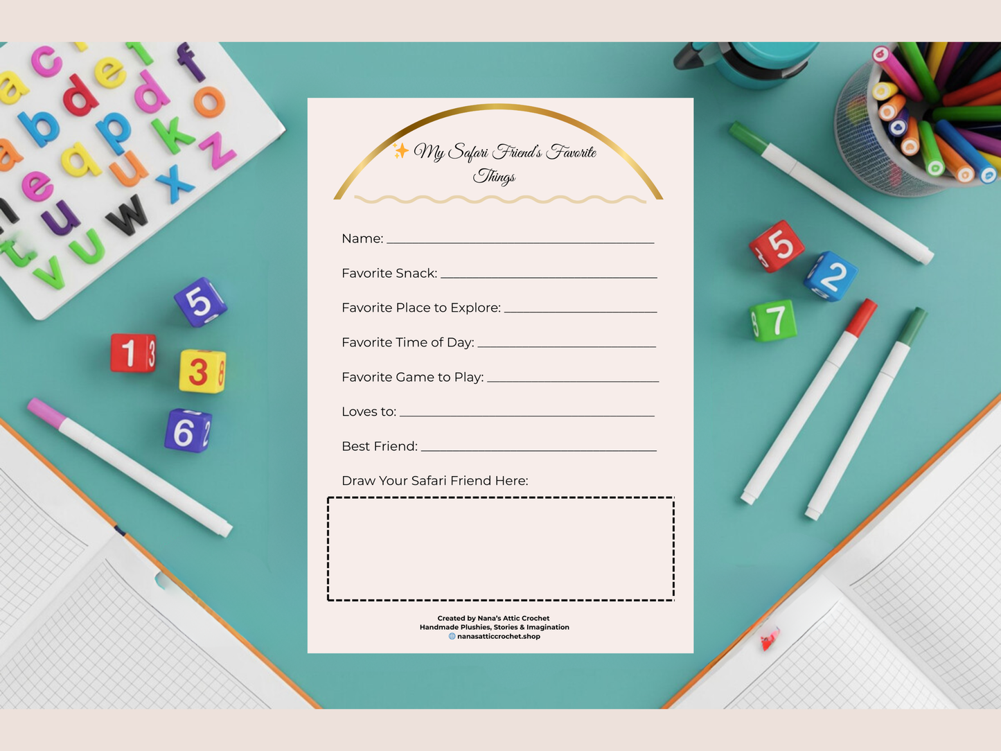 Safari Adoption Printable Bundle • 5-Page Kids Activity & Keepsake Set (Instant Download)