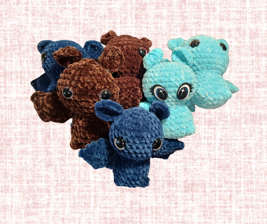 Mini Plush Bat – Handmade Crochet Bat (Turquoise, Navy, or Brown)
