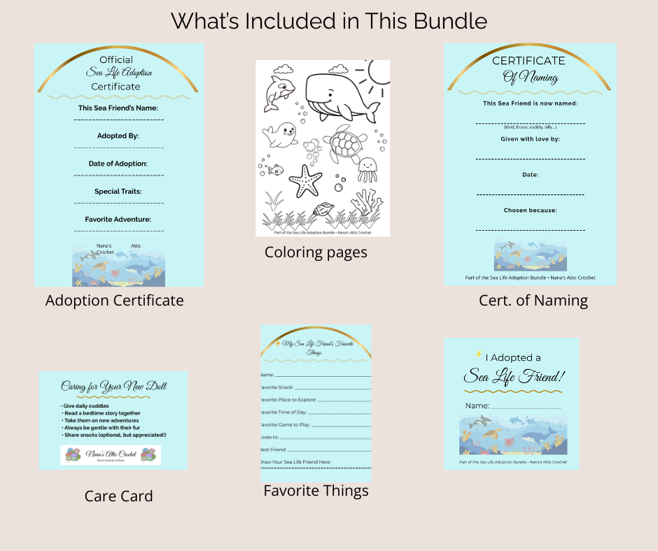 Sea Life Adoption Printable Bundle
