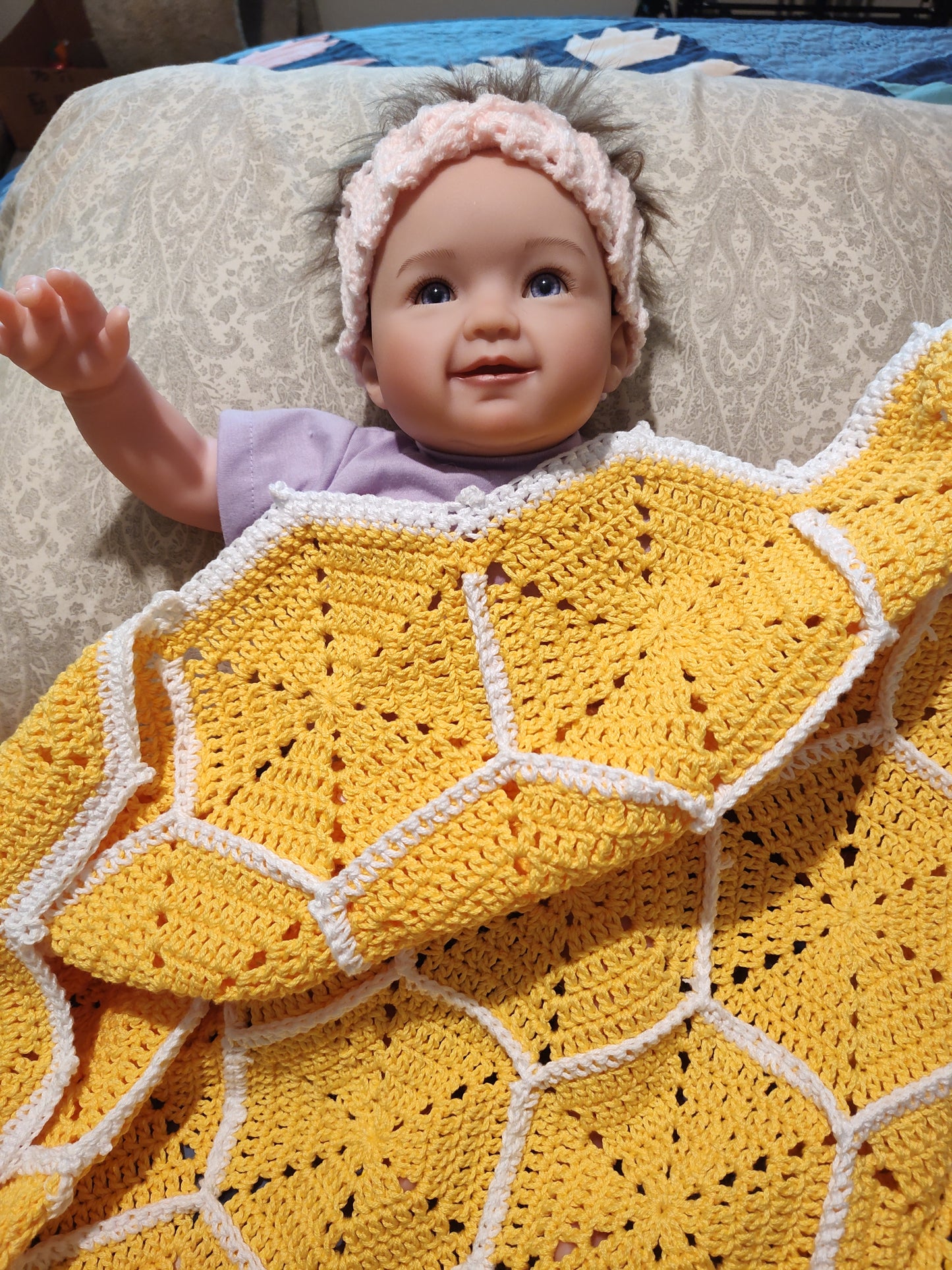 Honeycomb Crochet Baby Blanket - Heirloom Gift (36"x36")