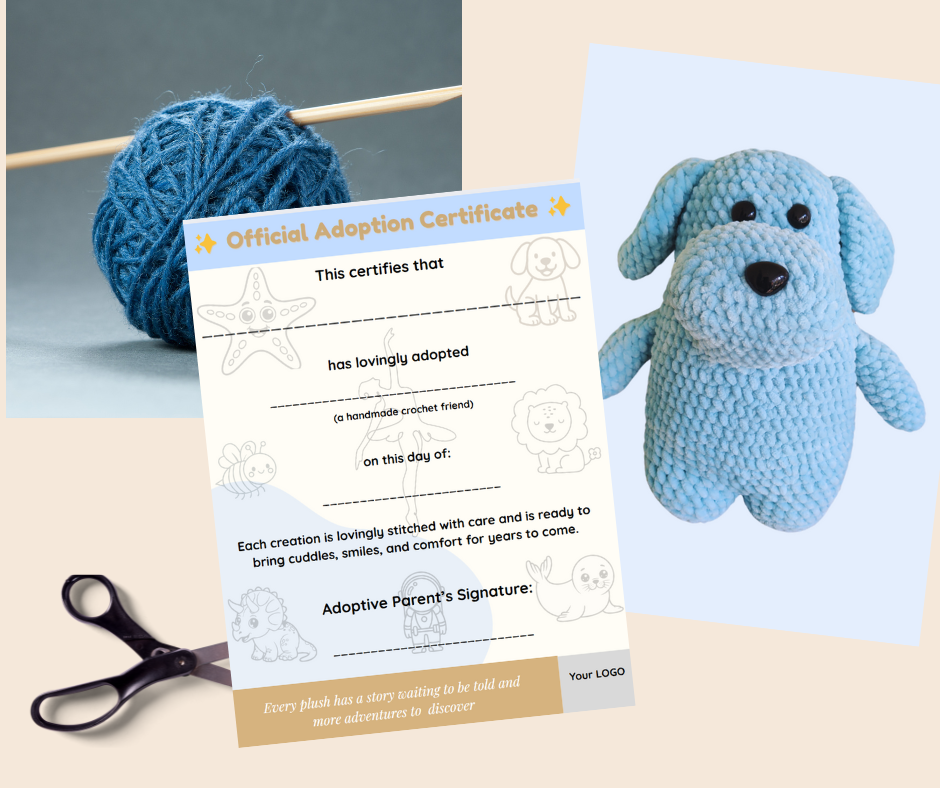 Editable Adoption Certificate Template (for Crochet & Plush Sellers)