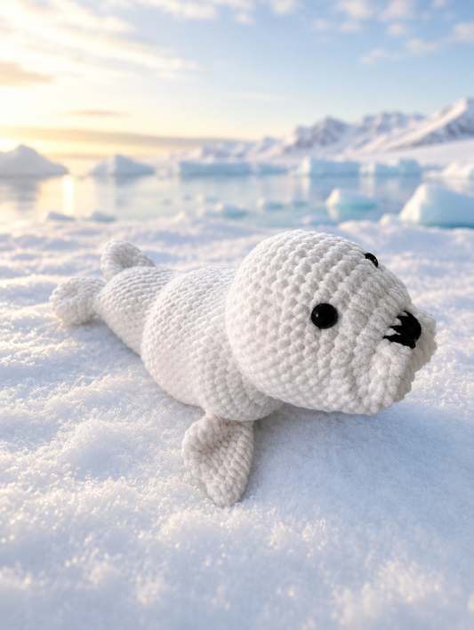🦭 Snowflake the Harp Seal Pup – Crochet Harp Seal Pup – Handmade Plush