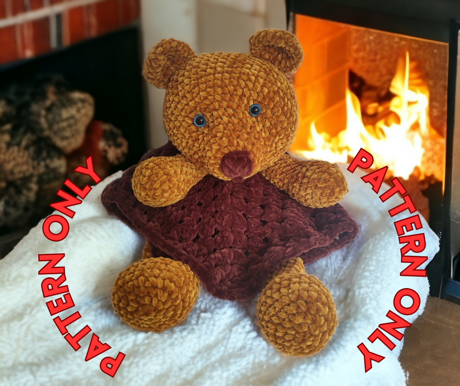 Dave the Bear Lovey - Crochet Security Blanket for Kids - Beginner-Friendly Pattern with Video Links and Photos - Perfect Snuggle Buddy