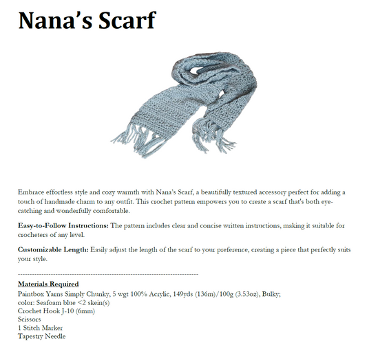 Nana's Scarf Crochet Pattern