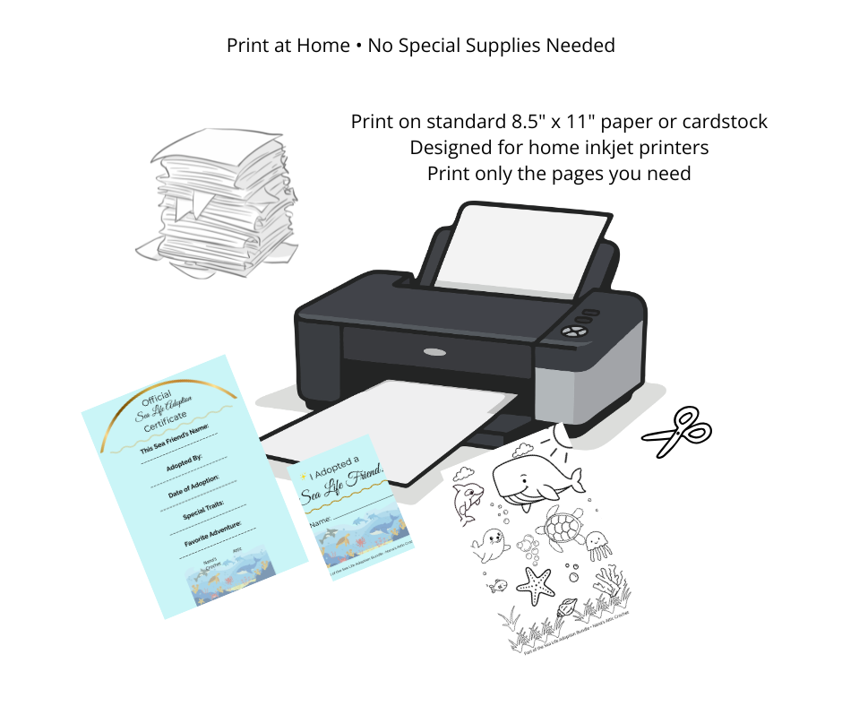 Sea Life Adoption Printable Bundle