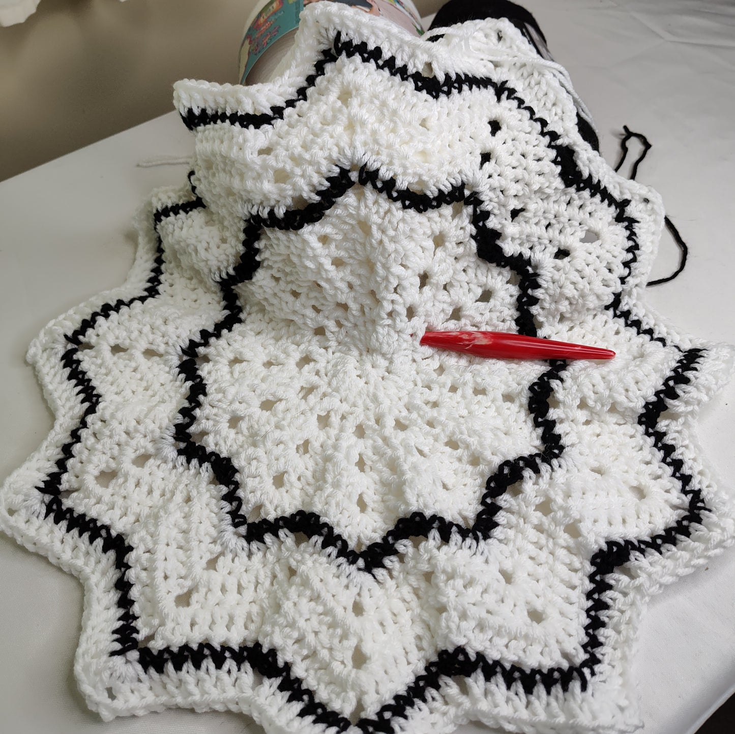 Intricate Crochet Spider Web Afghan - Spooky Halloween Home Decor