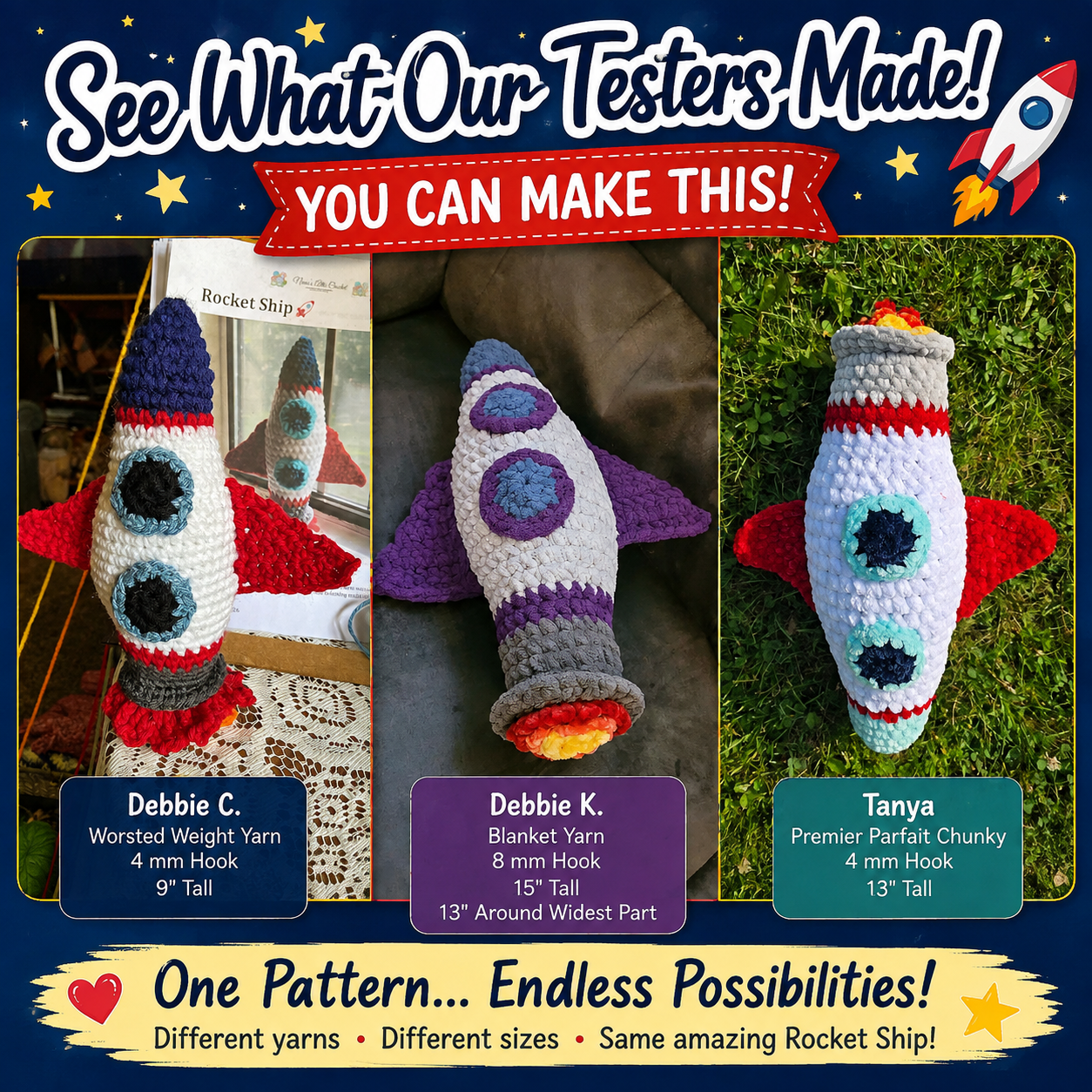 Crochet Rocket Ship Pattern