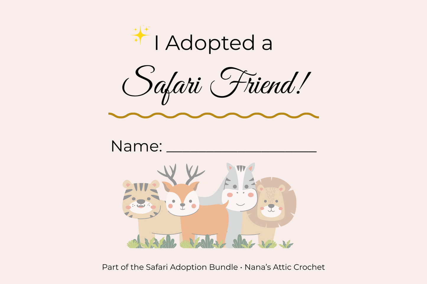 Safari Adoption Printable Bundle • 5-Page Kids Activity & Keepsake Set (Instant Download)