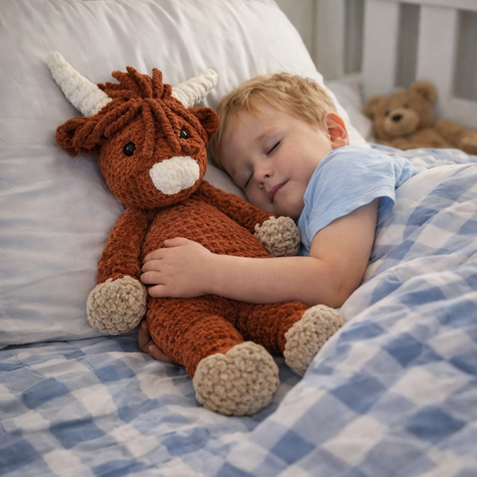 Highland Cow cuddler for animal lovers, Soft and cozy, plush cuddle toy