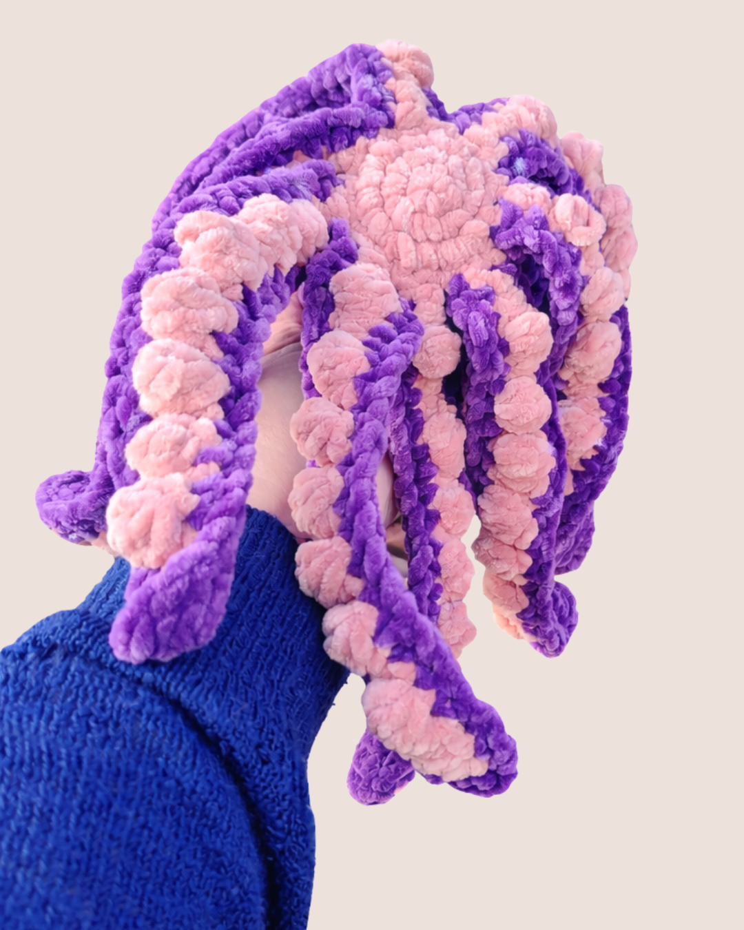 Handmade Crochet Octopus Plush – Large 14” Amigurumi Octopus Toy – Soft Chenille Stuffed Animal – Unique Heirloom Gift