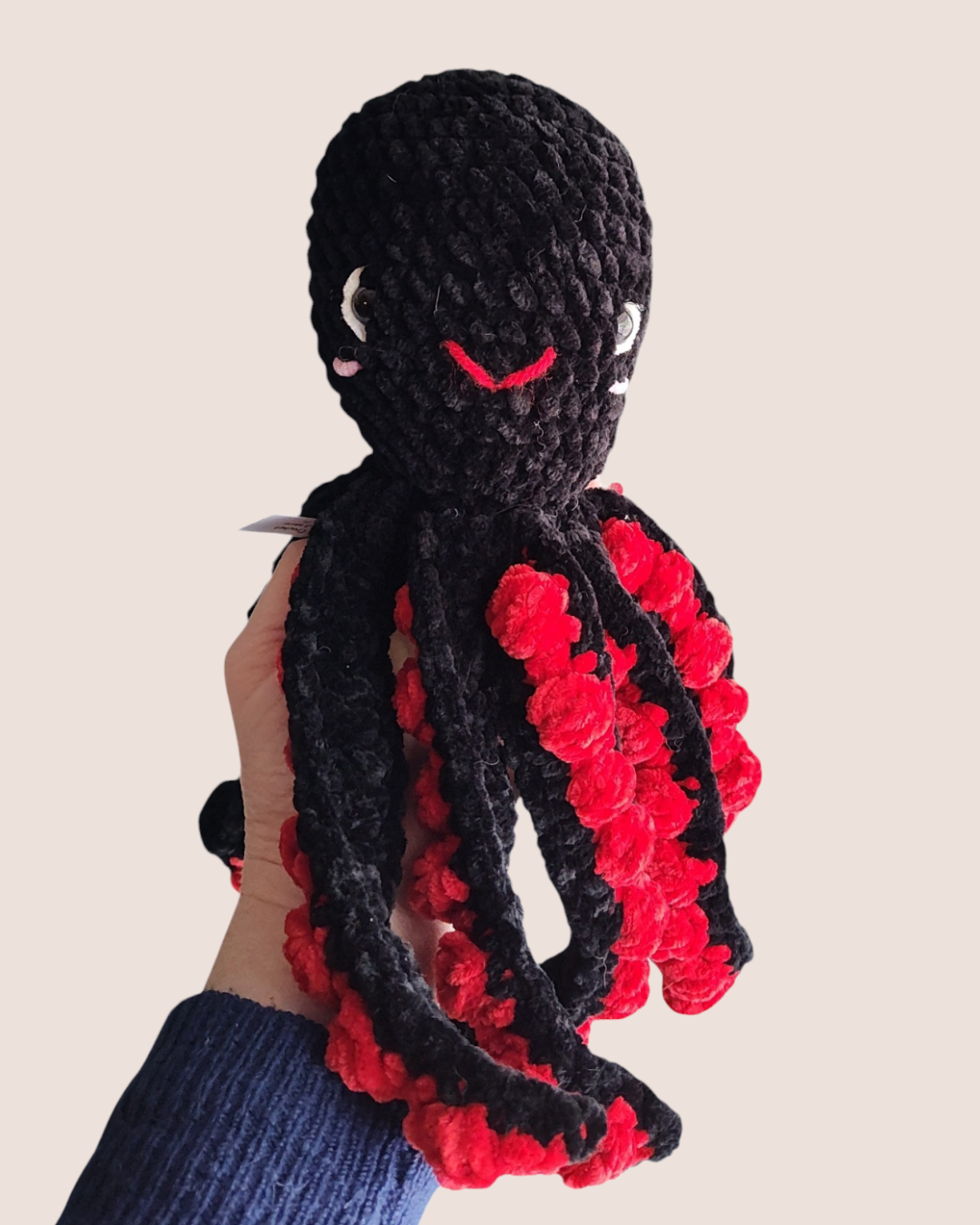 Handmade Crochet Octopus Plush – Large 14” Amigurumi Octopus Toy – Soft Chenille Stuffed Animal – Unique Heirloom Gift