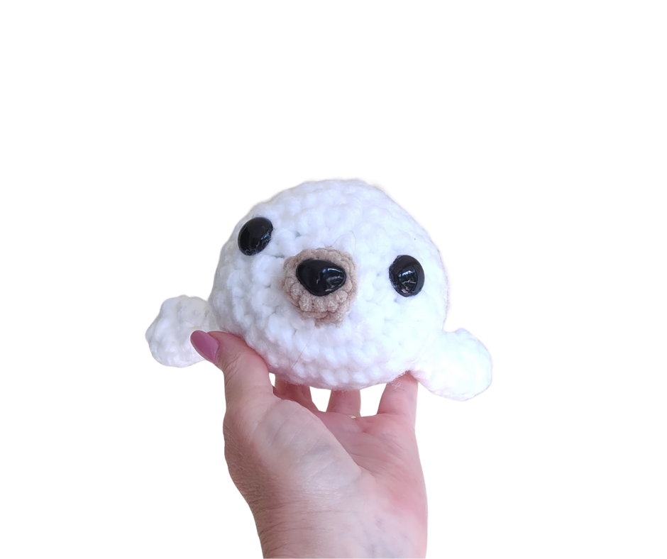 🦭 Crochet Baby Seal – Handmade Plush (Choose 8″ or 6″)