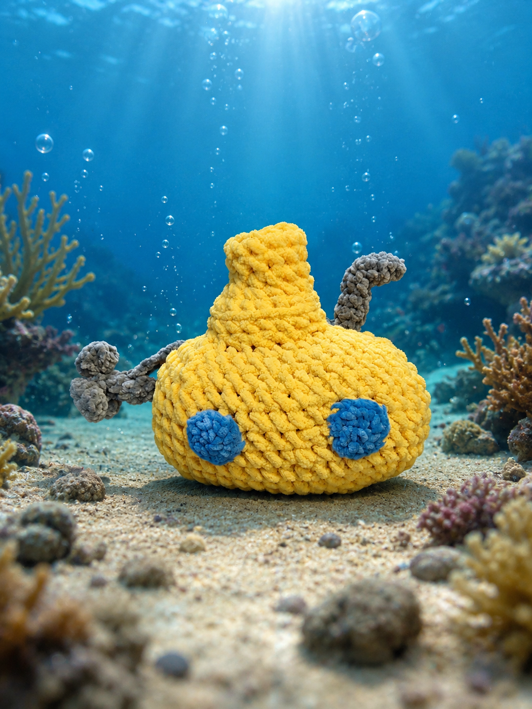 The Chunky Yellow Submarine — Handmade Crochet Plush Toy
